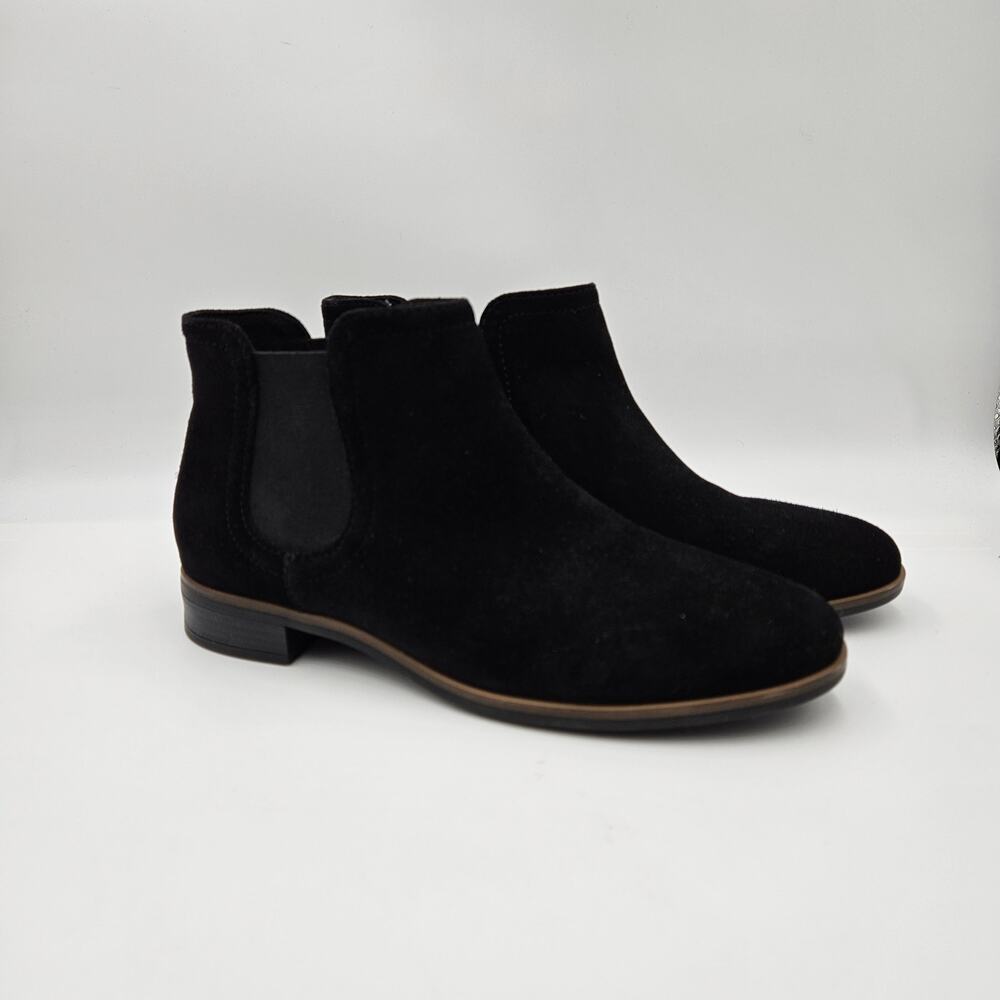 Clarks Womens 6 Chelsea Ankle Boots Comfort Collection‎ Suede Black Low Heel